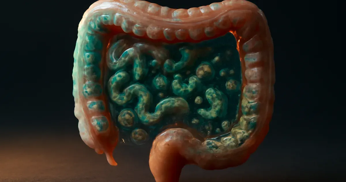 Artistic visualisation of the human gut microbiome showing microbial diversity relevant to microbiome UK research