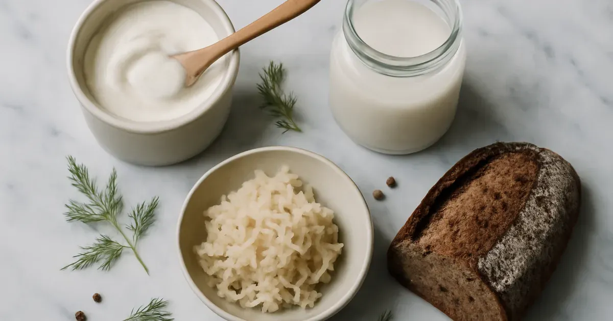 Fermented foods including kefir, yoghurt and sauerkraut to support gut health UK naturally