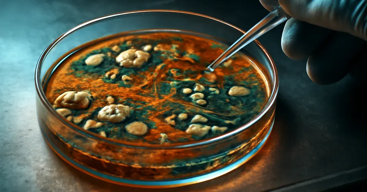 Illustration of gut L-cells releasing GLP-1 hormone stimulated by microbiome bacteria