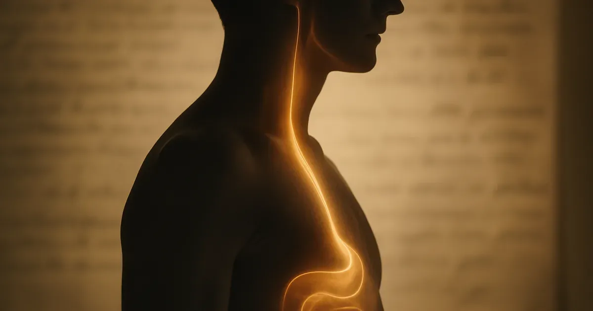 Illustration of the gut-brain axis connection overlaid on journal tracking pages for microbiome awareness