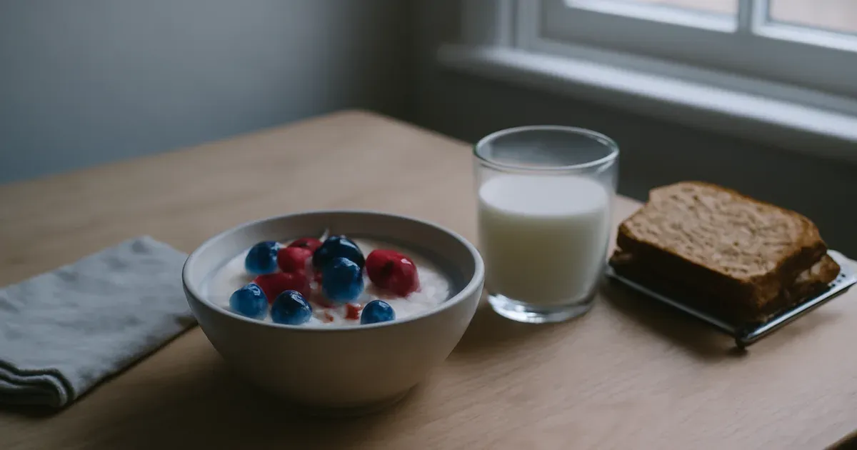 Fermented foods like live yoghurt and kefir on a breakfast table to support gut microbiome diversity in the UK