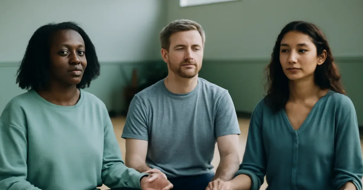 Adults in a UK mindfulness group practising MBSR meditation to support gut health and mental wellbeing