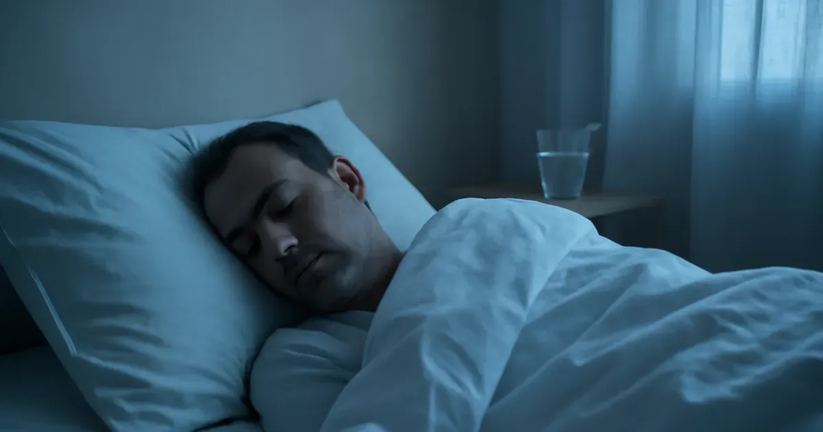 Person sleeping in a clean minimalist bedroom, representing sleep as a microbiome intervention for the oral-gut axis