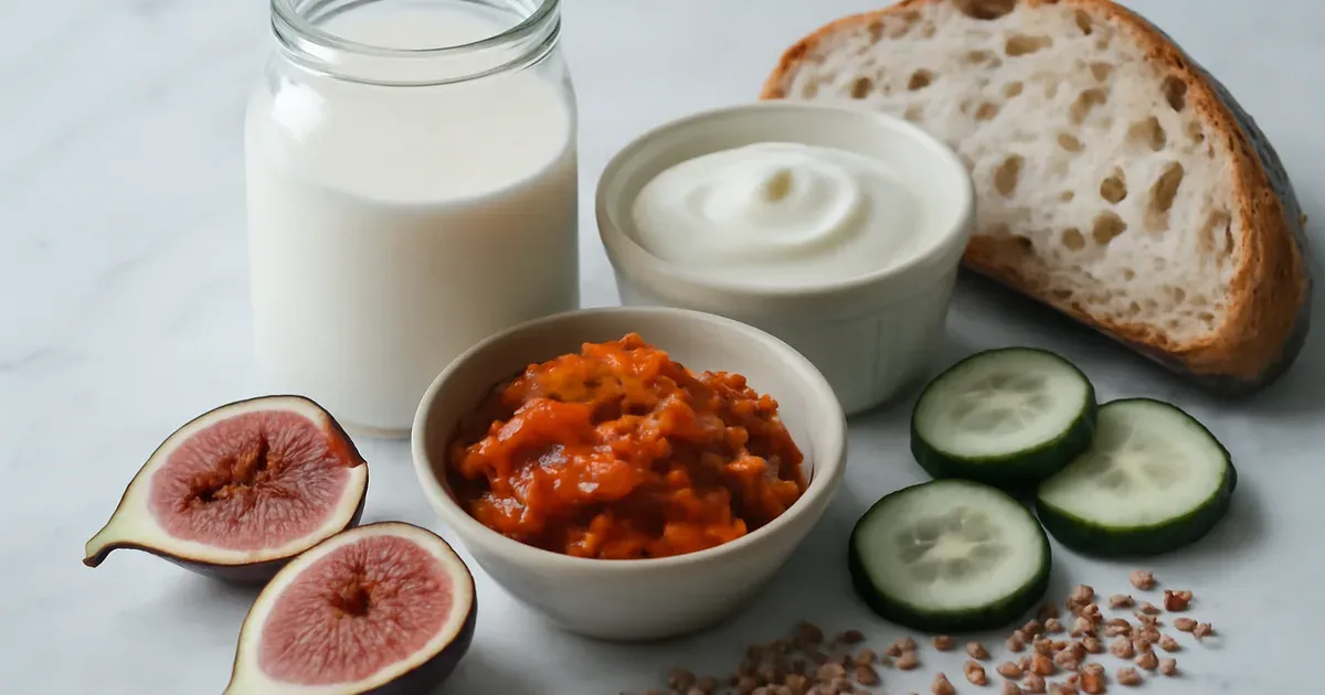 Fermented and fibre-rich foods that support the gut microbiome and help reduce belly fat after 40
