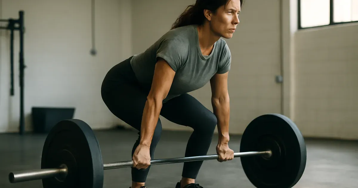 Woman over 40 strength training to lose belly fat and preserve muscle during perimenopause