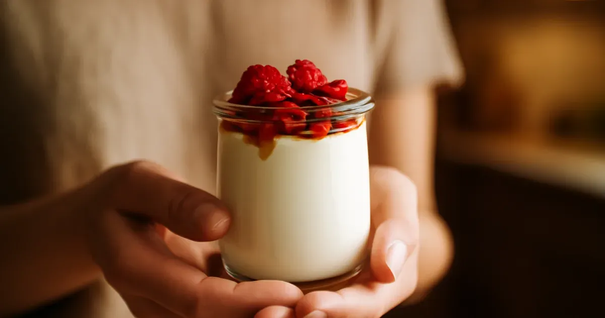 Lactose-free yoghurt with raspberries and pomegranate seeds — a microbiome-supportive low FODMAP snack