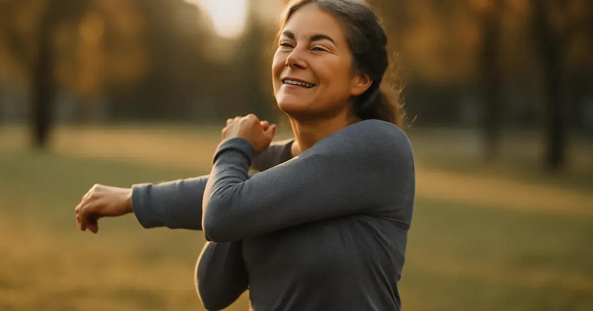 Woman over 50 recovering after exercise, reflecting the benefits of strength training and gut health for ageing well