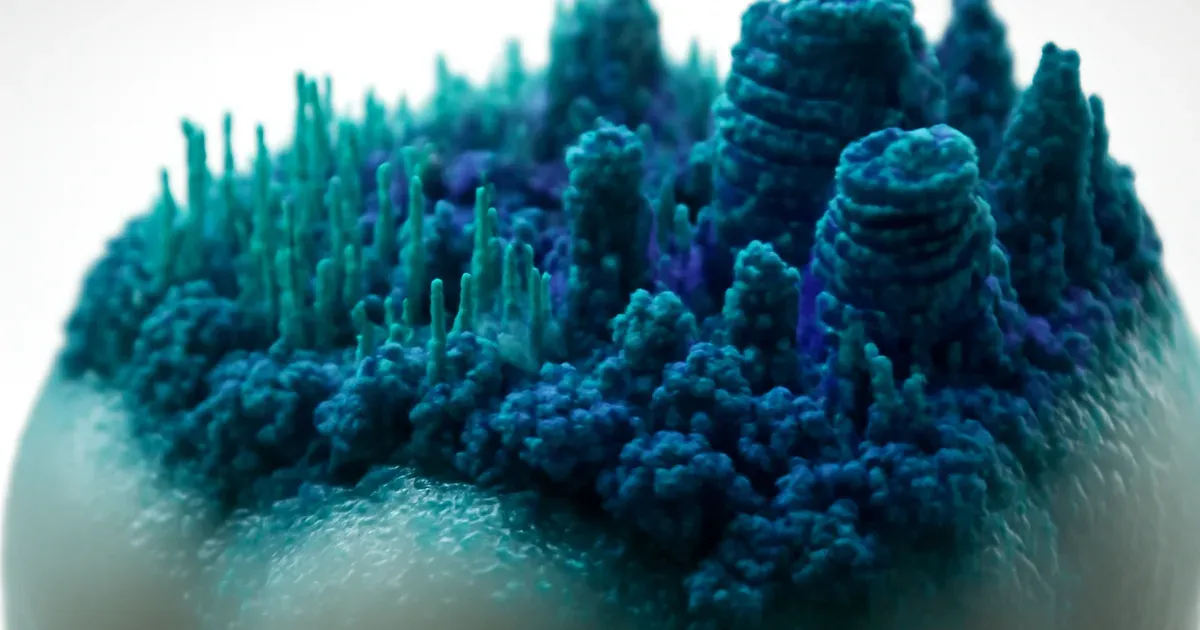Colourful microscopic illustration of oral microbiome bacteria colonising tooth surface biofilm