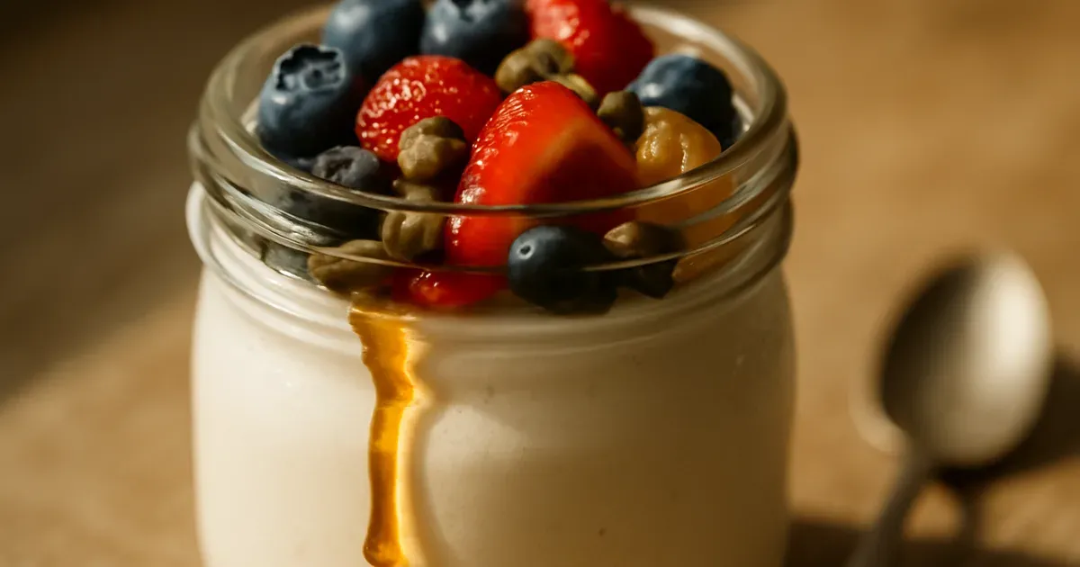 Greek yogurt with berries and pumpkin seeds — a high-protein high-fiber gut health snack