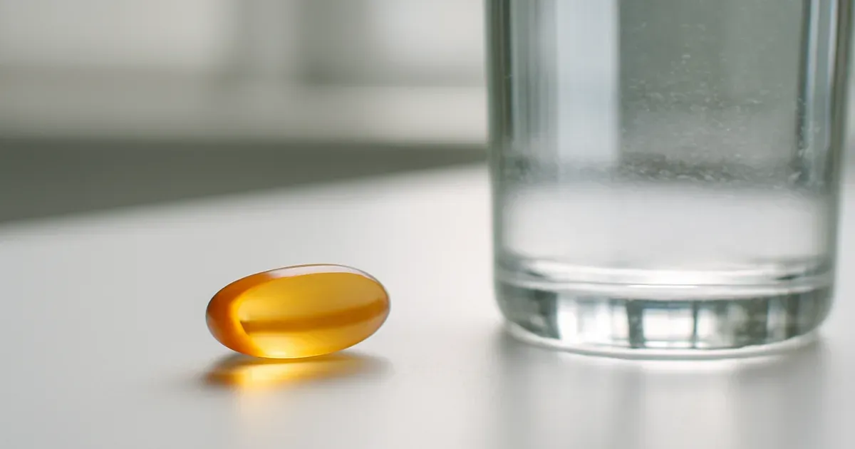 Vitamin D supplement capsule on a white surface, representing vitamin D's role in IBD gut immune response