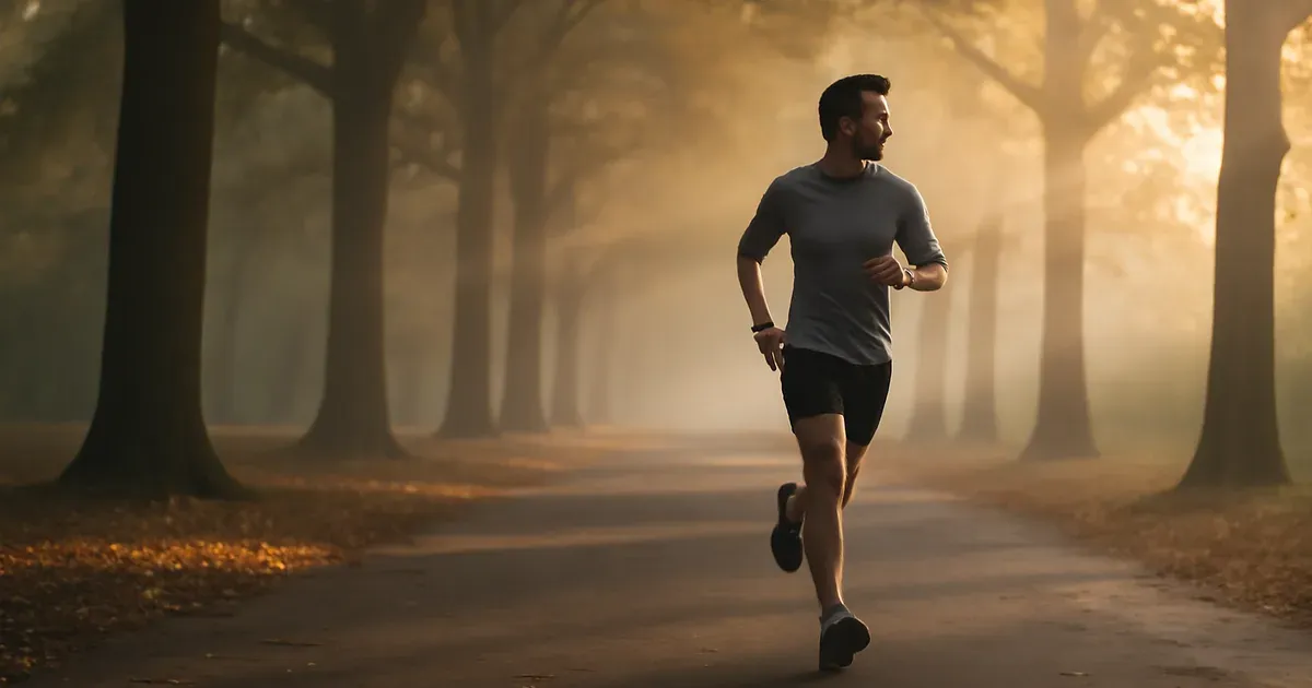 Person jogging in a sunlit park in the morning to support GLP-1 levels and circadian rhythm