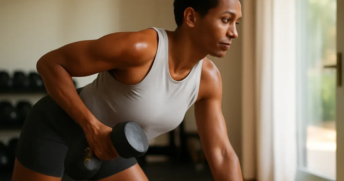 Woman over 40 doing strength training to combat sarcopenia and support weight loss after 40 for women