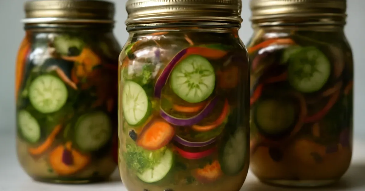 Glass jars of Nordic fermented pickles rich in probiotics for gut-brain connection and microbiome UK health