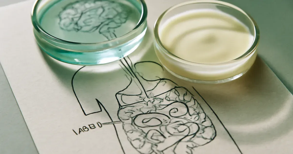 Illustration of the gut-brain axis showing the vagus nerve and microbiome bacteria relevant to gut health UK