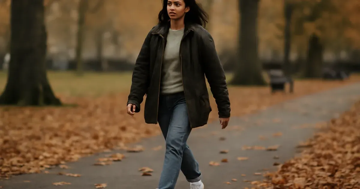 UK adult walking in a park to improve gut health naturally through regular physical activity