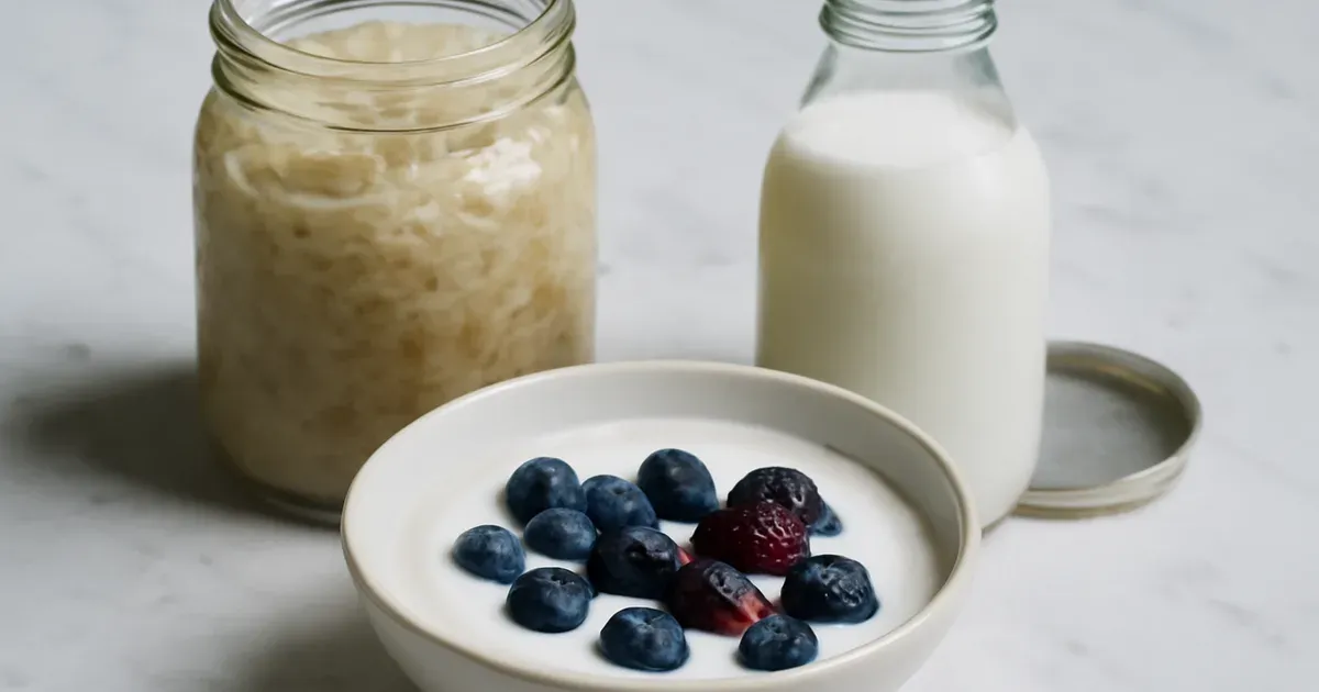 Fermented foods kefir sauerkraut and live yoghurt to improve gut health naturally in the UK