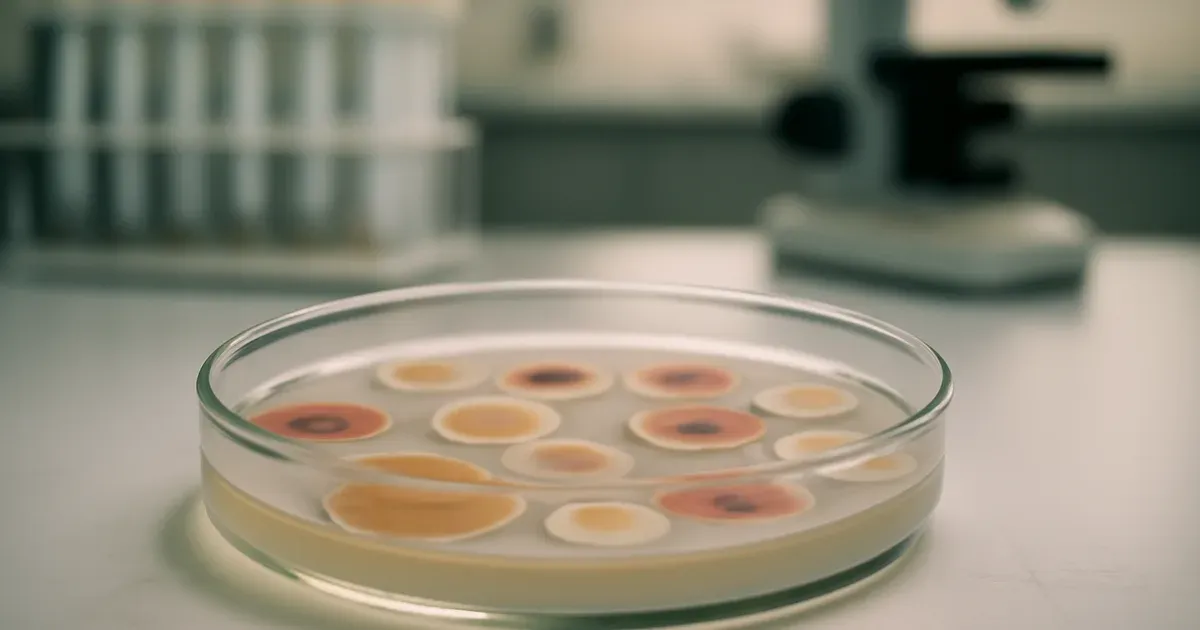 Bacterial cultures in a petri dish representing gut microbiome research in a UK laboratory setting