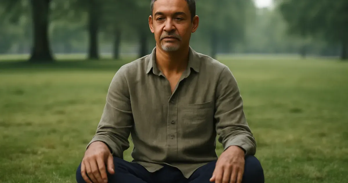 Person practising mindfulness outdoors in the UK to support the gut-brain connection and reduce stress-related microbiome disruption