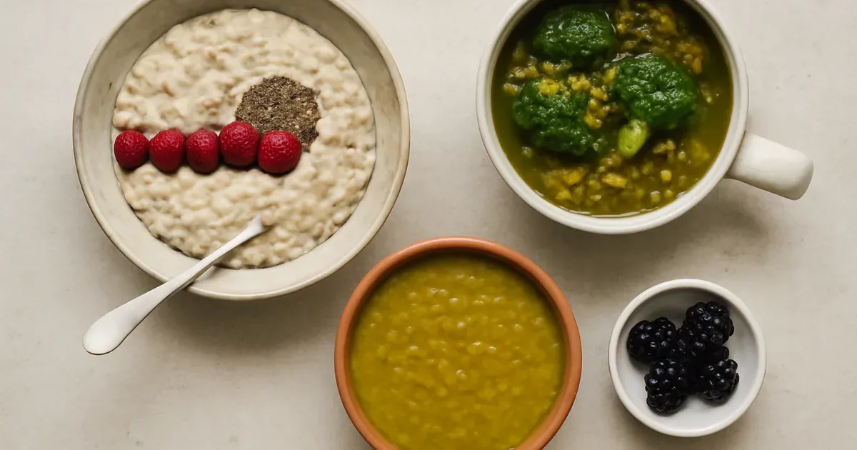 Three meals using the 10-10-10 fibre method to reach NHS 30g daily fibre target for gut health UK