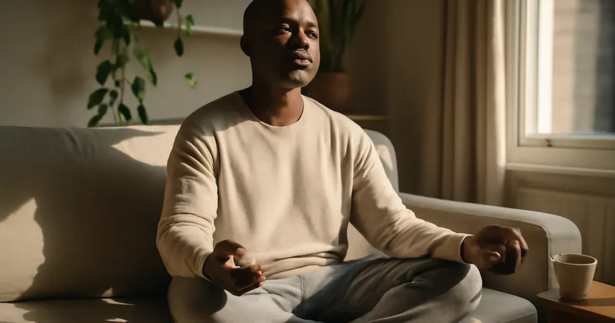 Person practising mindfulness to support the gut-brain connection and reduce stress-related gut symptoms