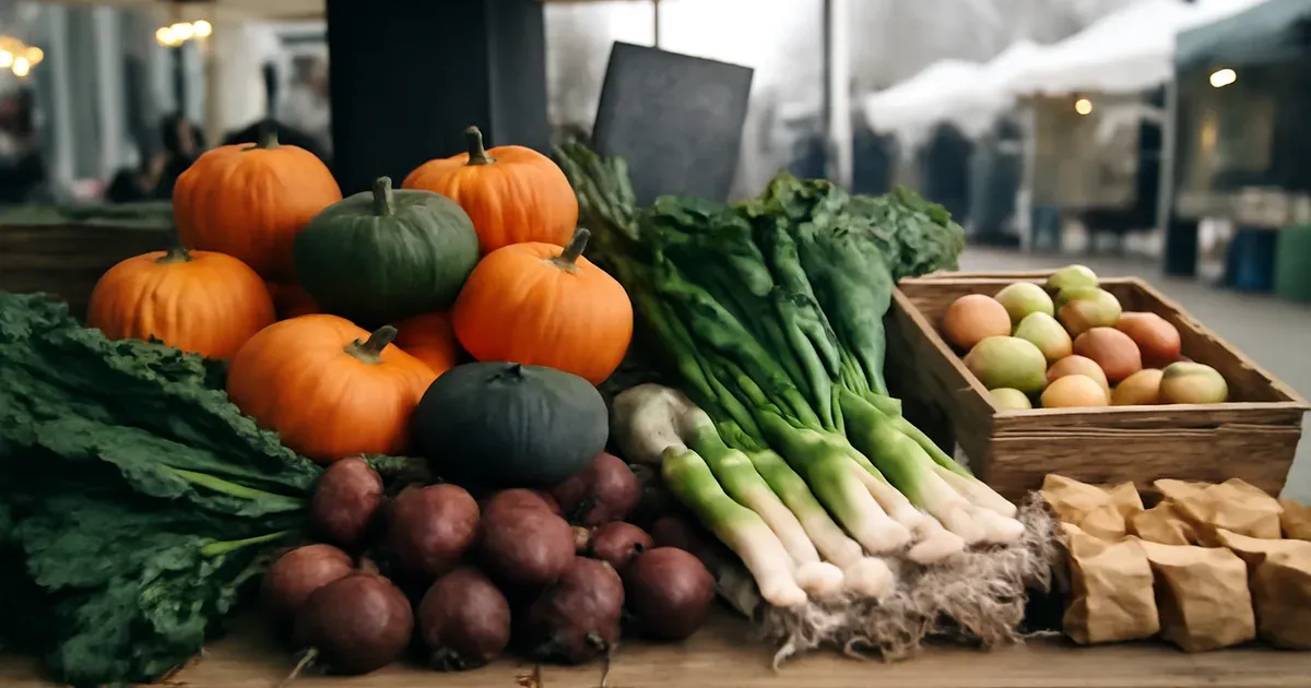 Seasonal UK farmers market vegetables supporting diverse British diet gut health and microbiome