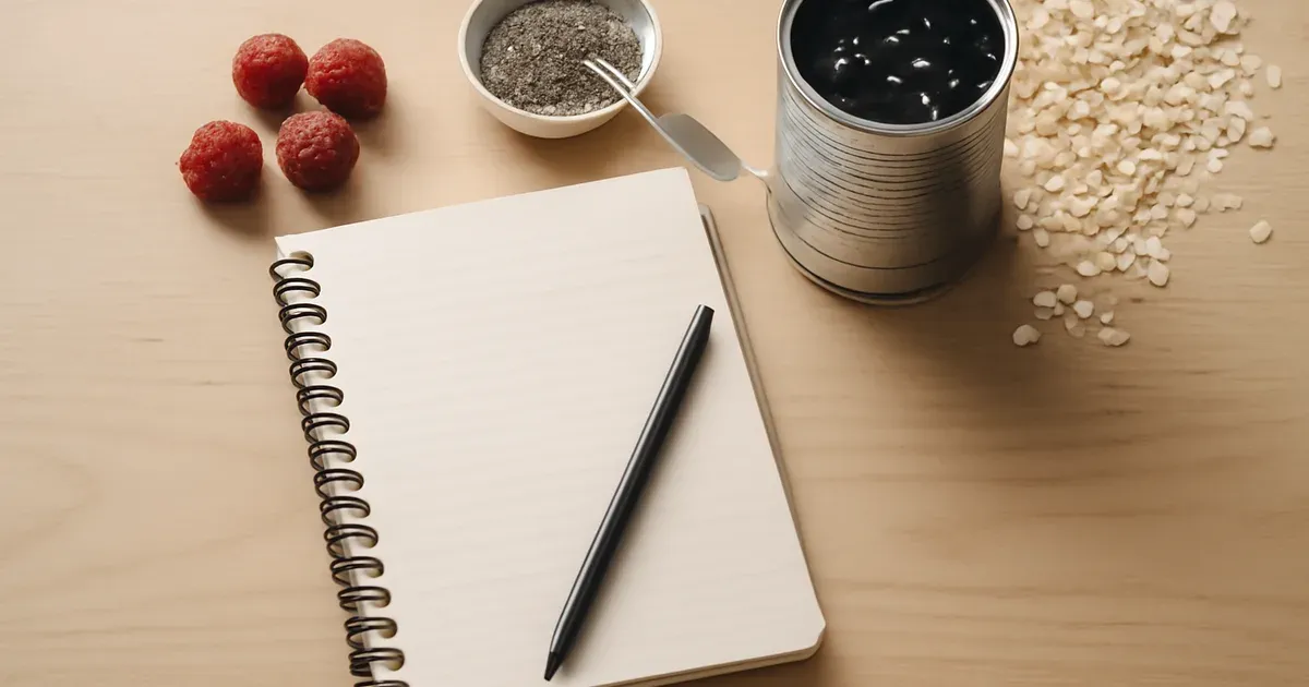 Meal planning notebook with high-fibre ingredients to support microbiome UK gut health goals