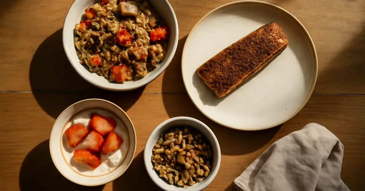 Anti-inflammatory meal spread with salmon, quinoa, yogurt and berries for gut health and arthritis in the UK