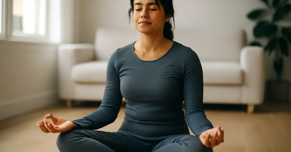 Person practising breathwork to support the gut-brain connection and vagus nerve health in the UK
