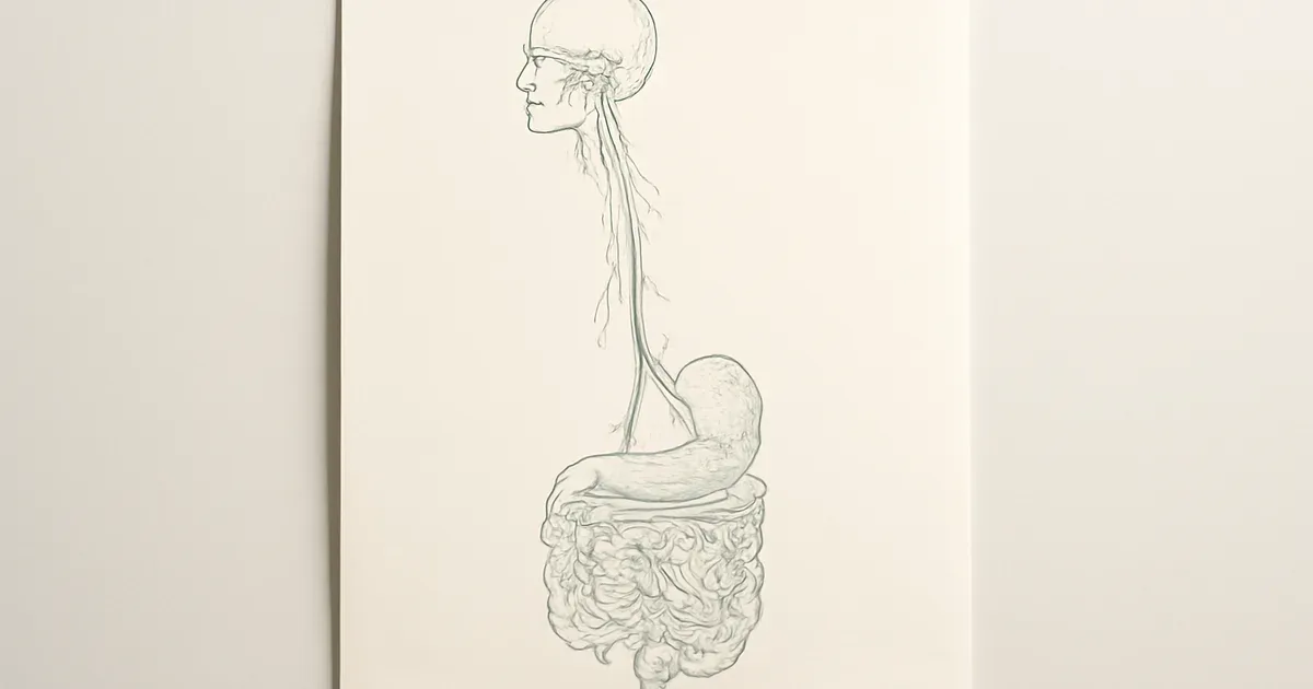 Diagram of the vagus nerve connecting brain to gut illustrating the gut-brain connection and microbiome UK research