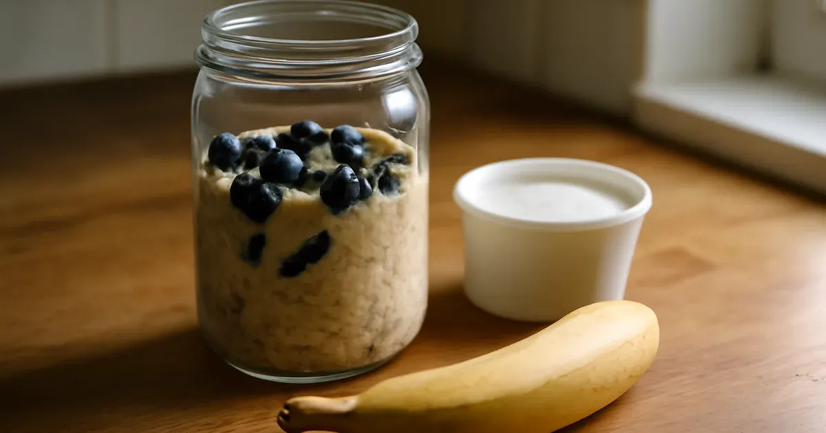 Low FODMAP snack prep with oats, blueberries, pumpkin seeds and lactose-free yoghurt supporting gut microbiome UK