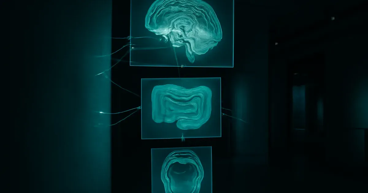 Illustration of the gut-brain-mouth axis showing bidirectional connection relevant to UK microbiome research and mental health