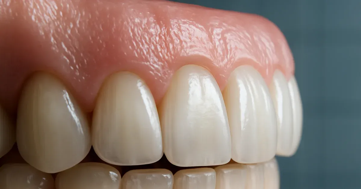 Close-up of healthy teeth and gum line illustrating oral microbiome and gut health UK connection