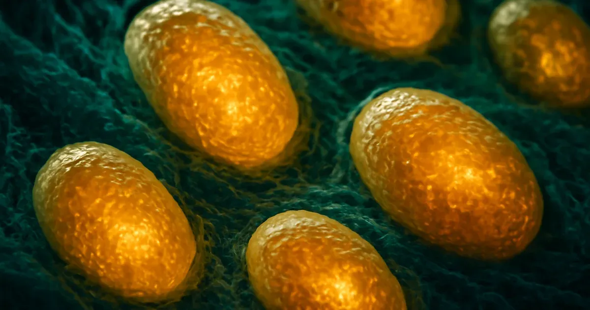 Scientific illustration of enterochromaffin cells in the gut lining that produce 90% of the body's serotonin, linked to psilocybin gut health effects