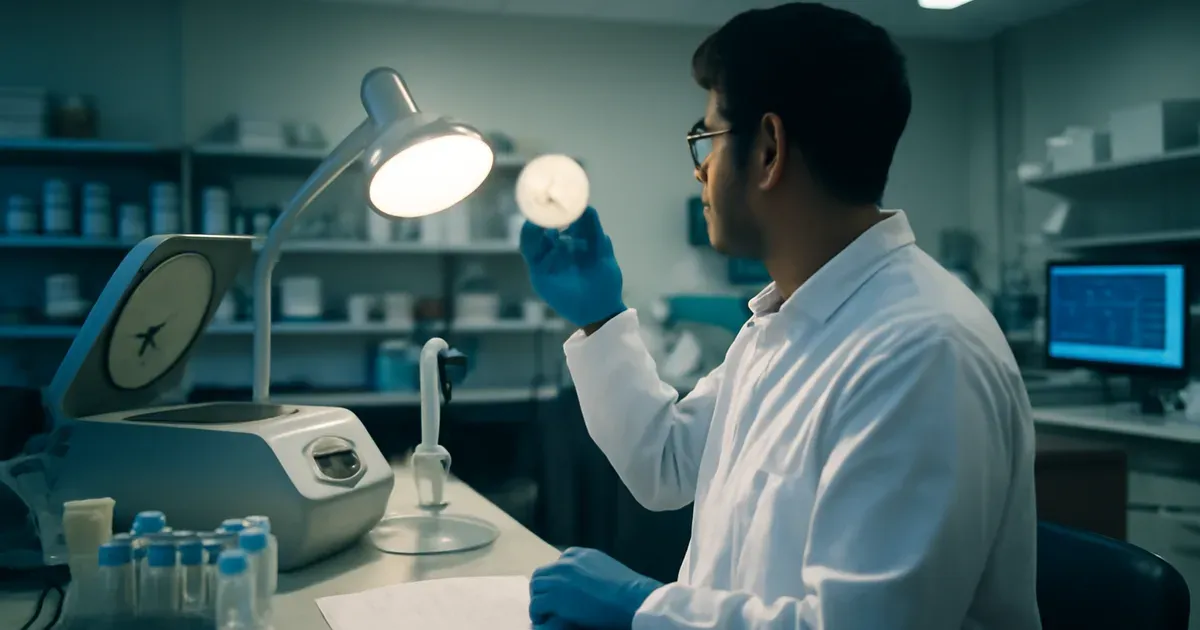 UK microbiome researcher in laboratory studying gut bacteria and gut-brain connection
