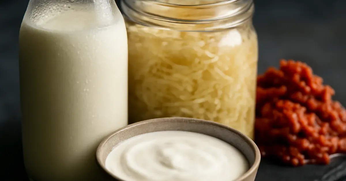 Fermented foods kefir sauerkraut yoghurt and kimchi supporting the gut microbiome UK and gut-brain connection