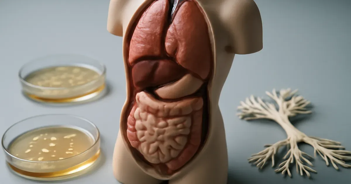 Illustration of the gut-brain connection showing the vagus nerve linking a healthy microbiome to the brain
