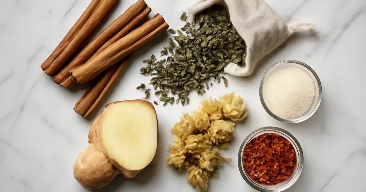 Natural ingredients including cinnamon, green tea, ginger and hops used to support gut health UK supplements