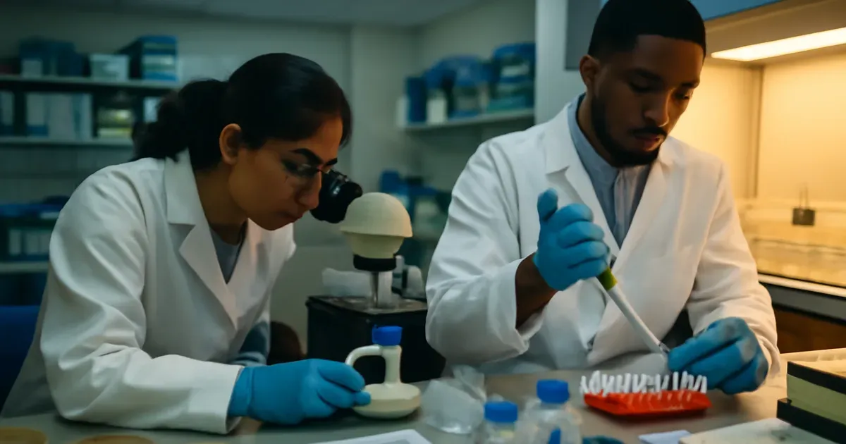 UK university researchers examining gut microbiome samples in a laboratory, representing UK microbiome research into mental health