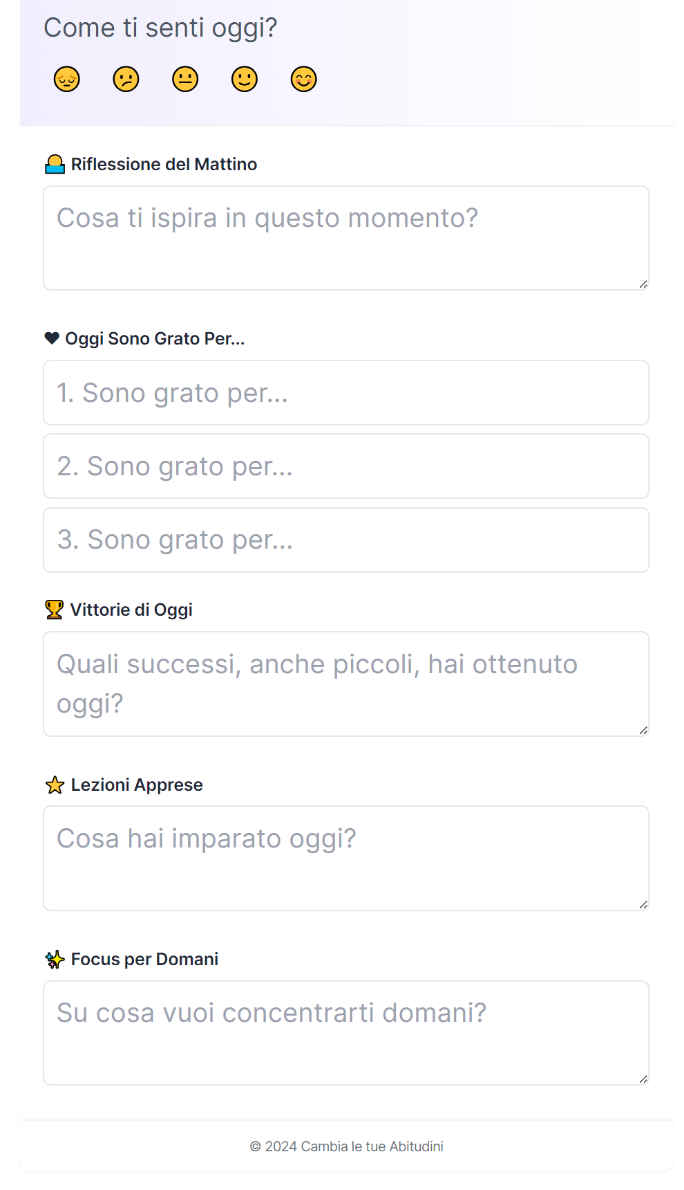 Esempio di Diario della Gratitudine