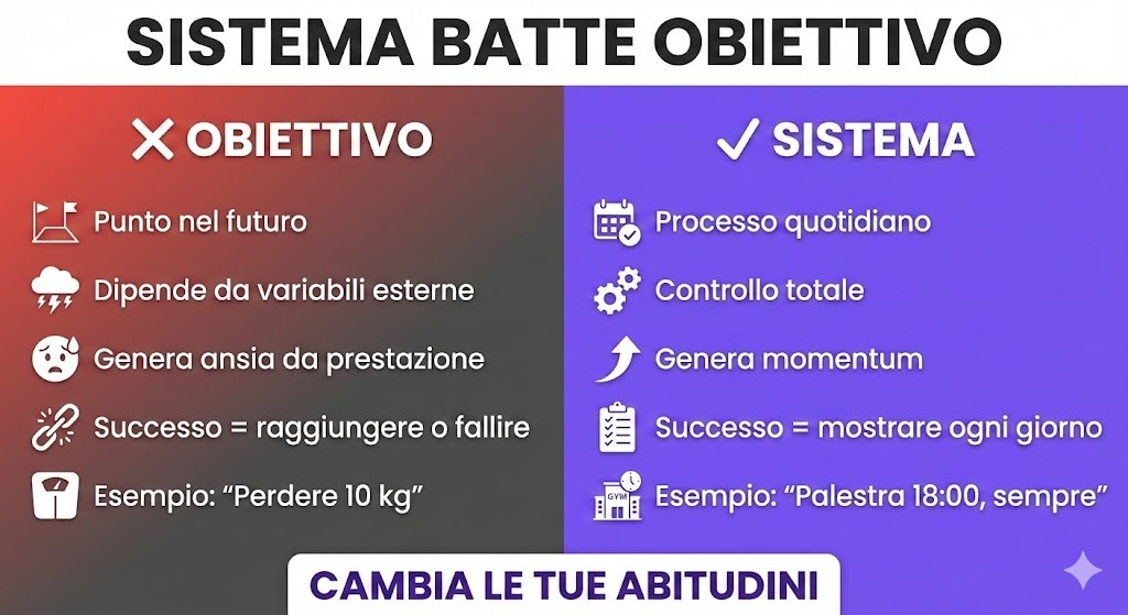 Infografica "Sistema vs Obiettivo"