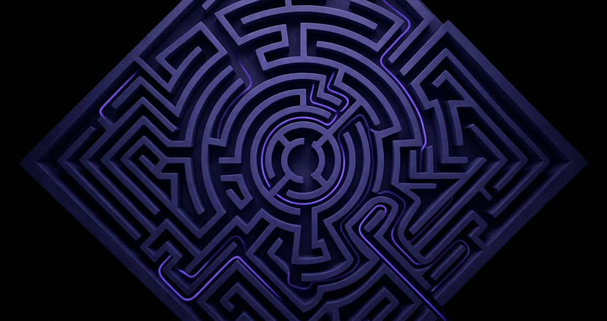 Labirinto visto dall'alto — metafora delle trappole mentali che sabotano le abitudini