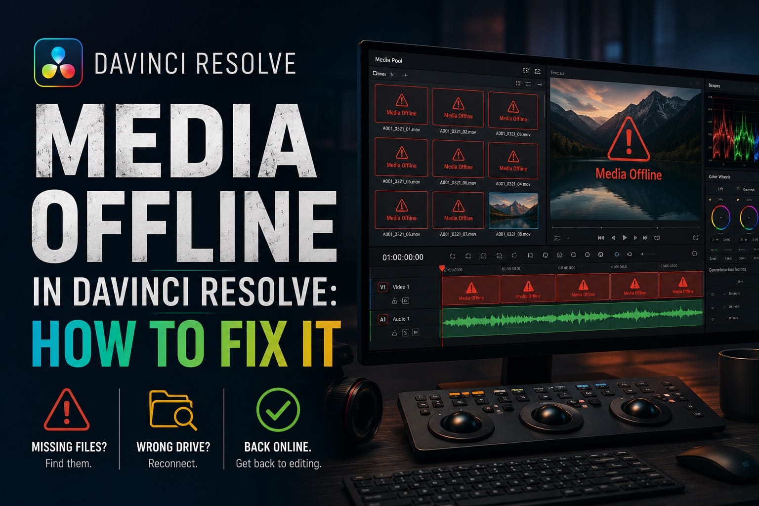 Fixing media offline errors in DaVinci Resolve