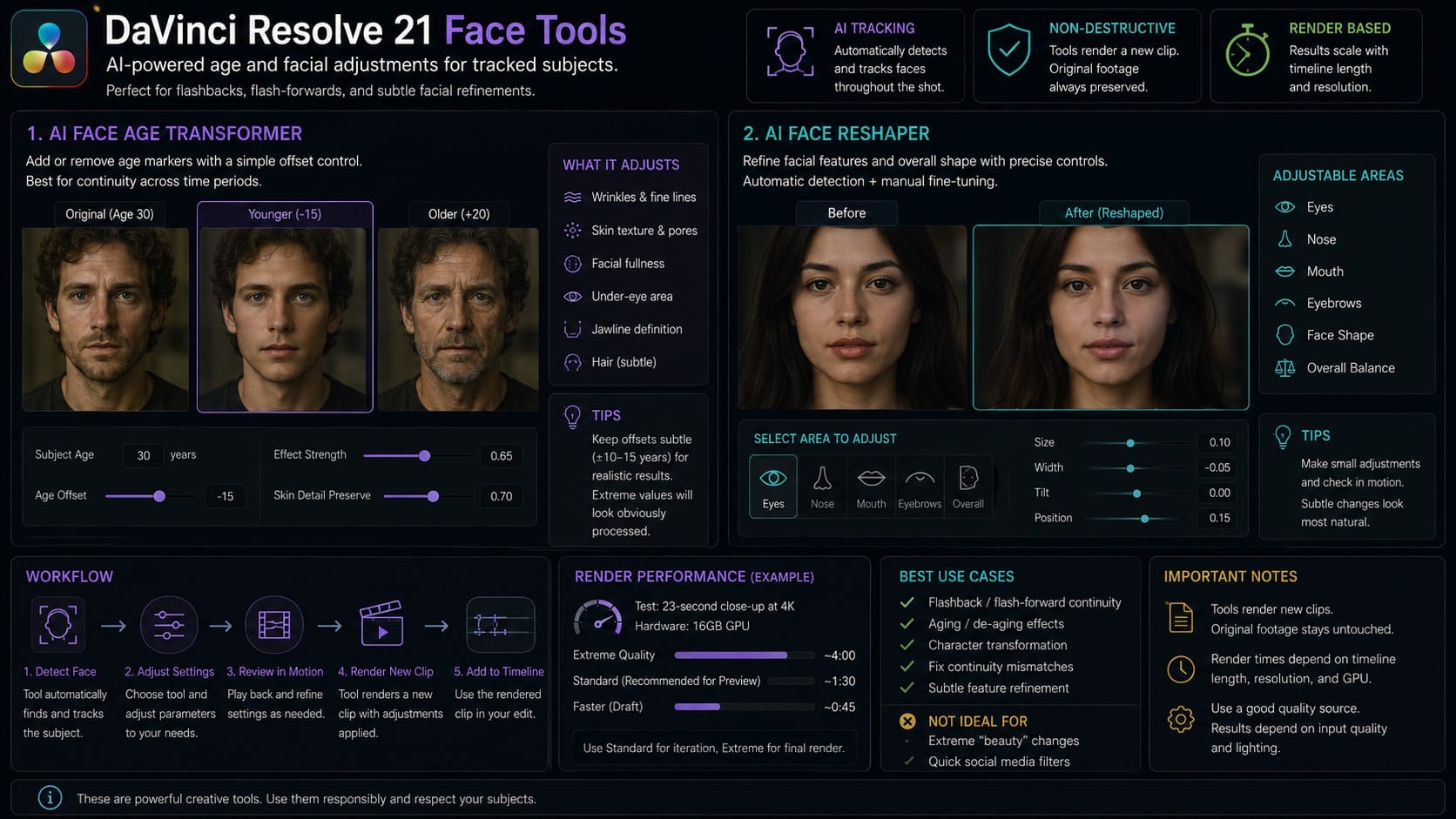 DaVinci Resolve 21 Face Tools Age Transformer and Reshaper