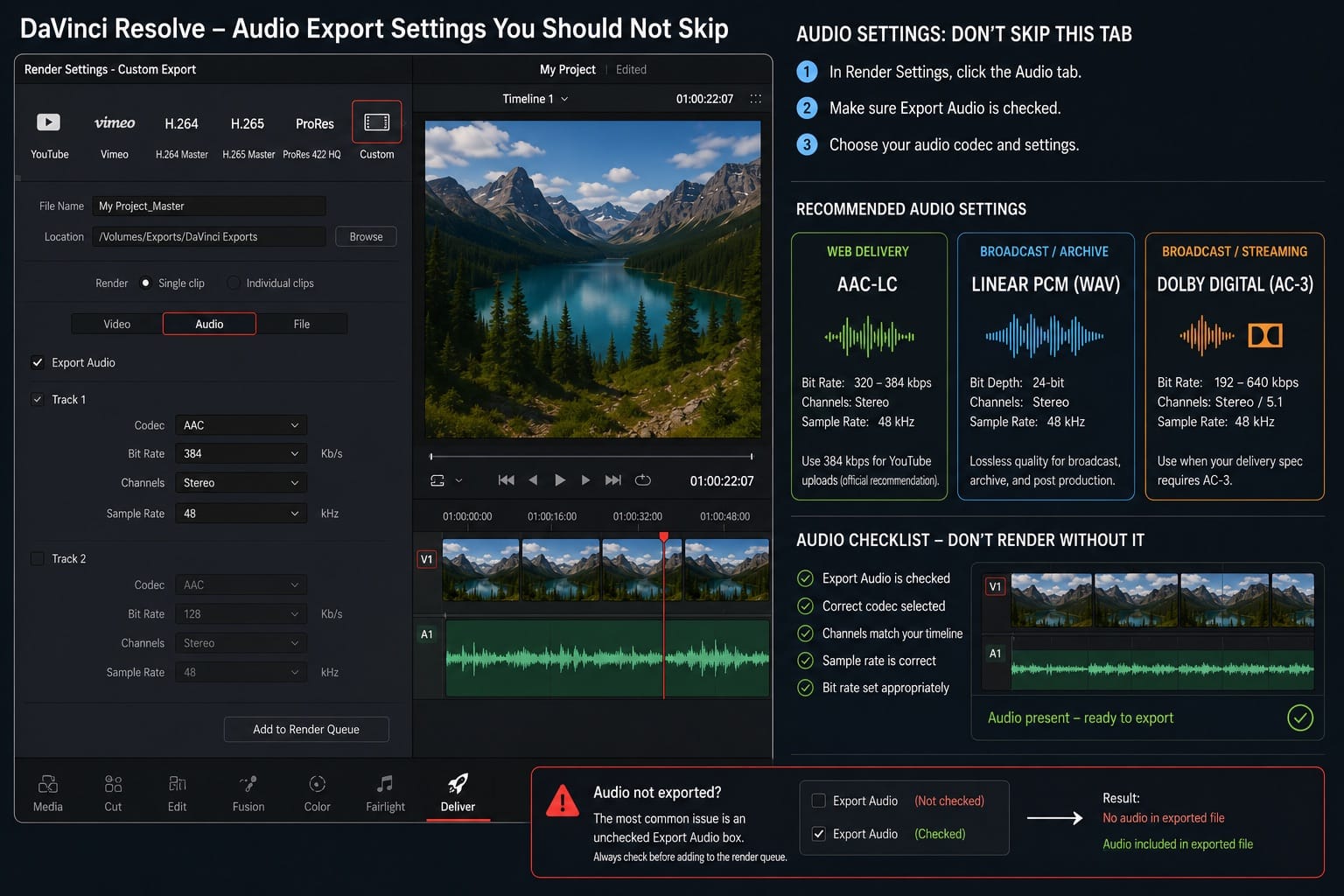 DaVinci Resolve Audio Export Settings You Should Not Skip