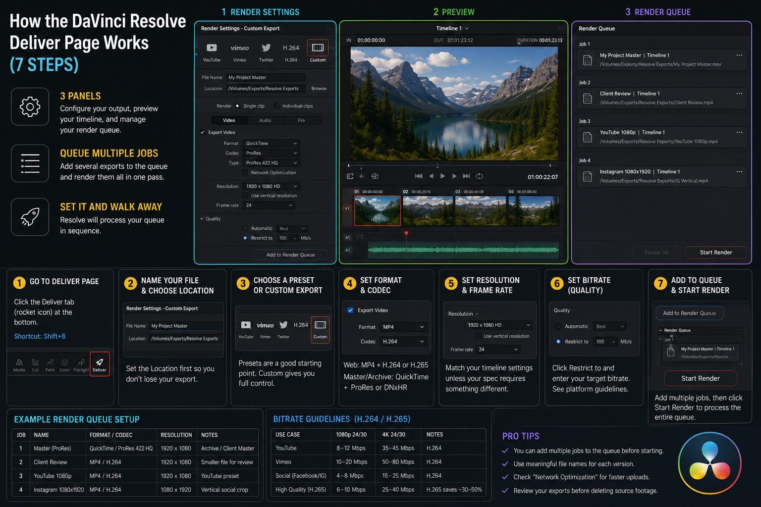 How the DaVinci Resolve Deliver Page Works 7 Steps