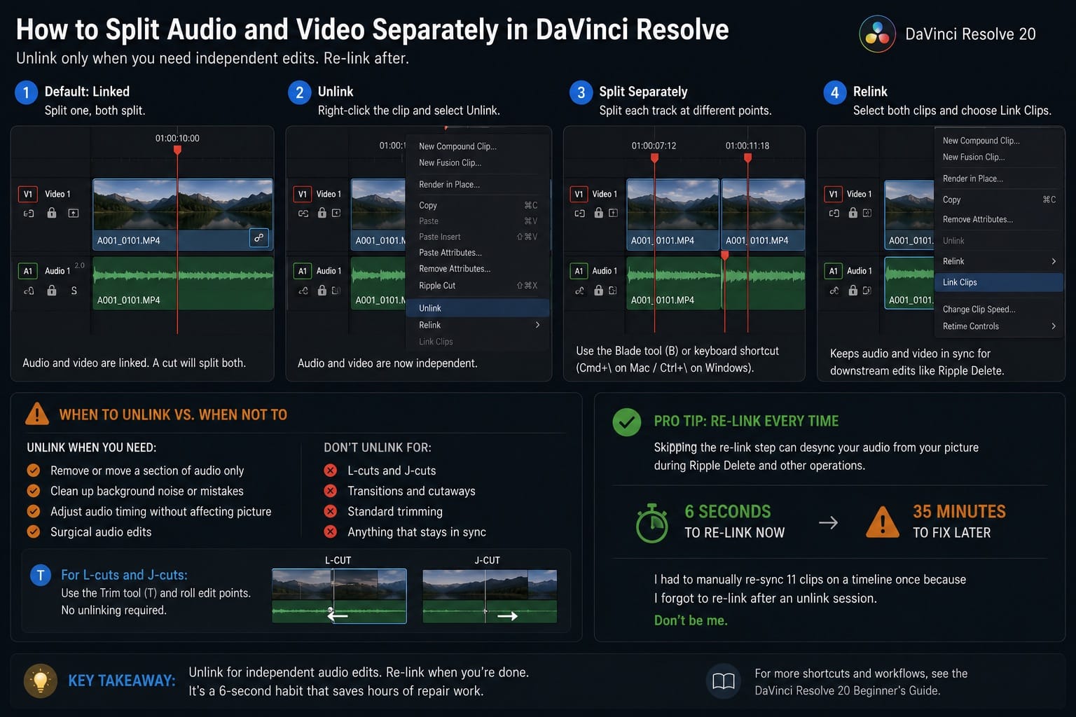 How to Split Audio and Video Separately in DaVinci Resolve