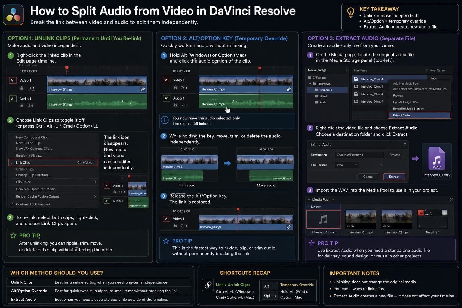 How to Split Audio from Video in DaVinci Resolve