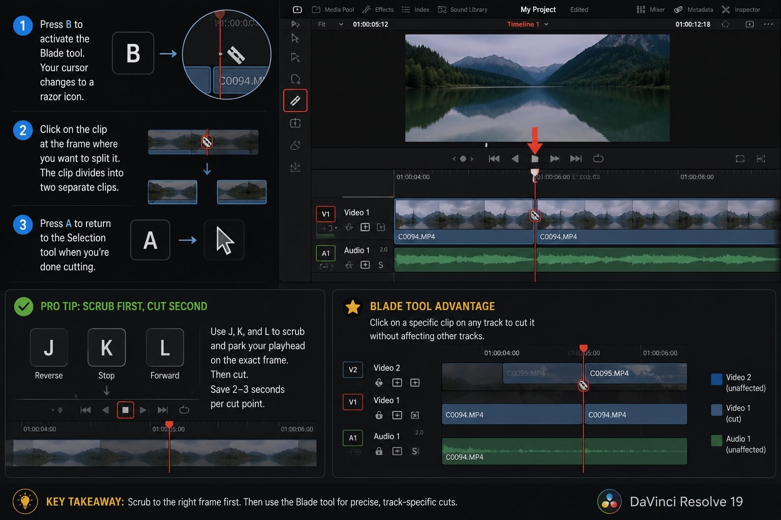 How to Split a Video in DaVinci Resolve Using the Blade Tool
