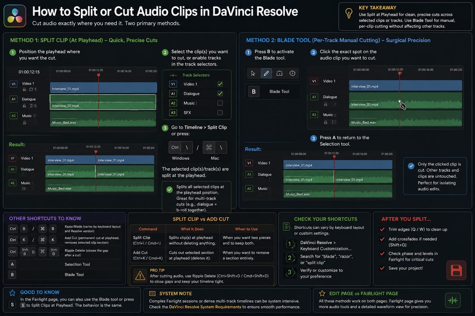 How to Split or Cut Audio Clips in DaVinci Resolve