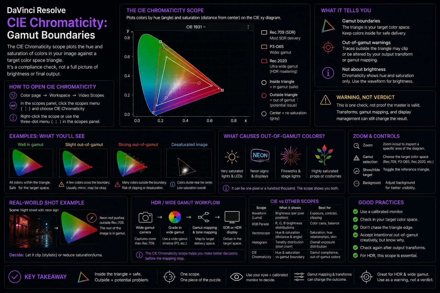 DaVinci Resolve CIE Chromaticity Gamut Boundaries